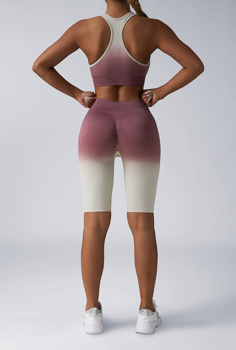 Seamless Women Activewear Set Crop Top High Waist Shorts
