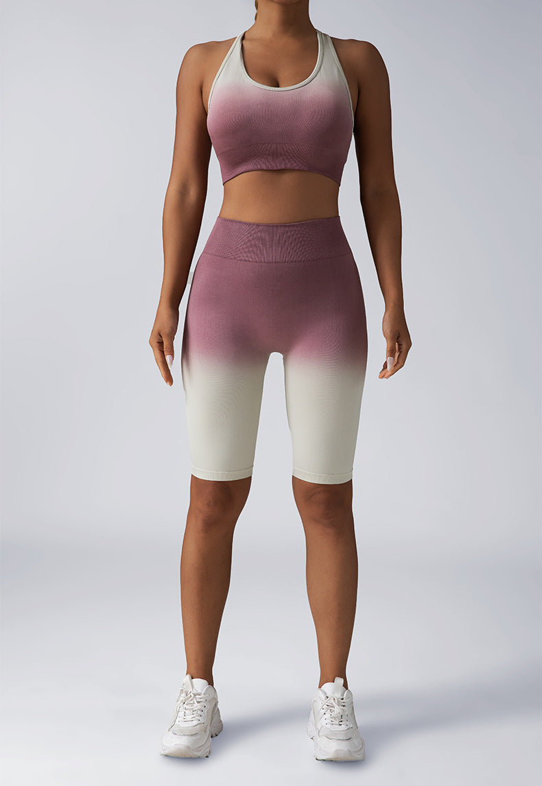 Seamless Women Activewear Set Crop Top High Waist Shorts