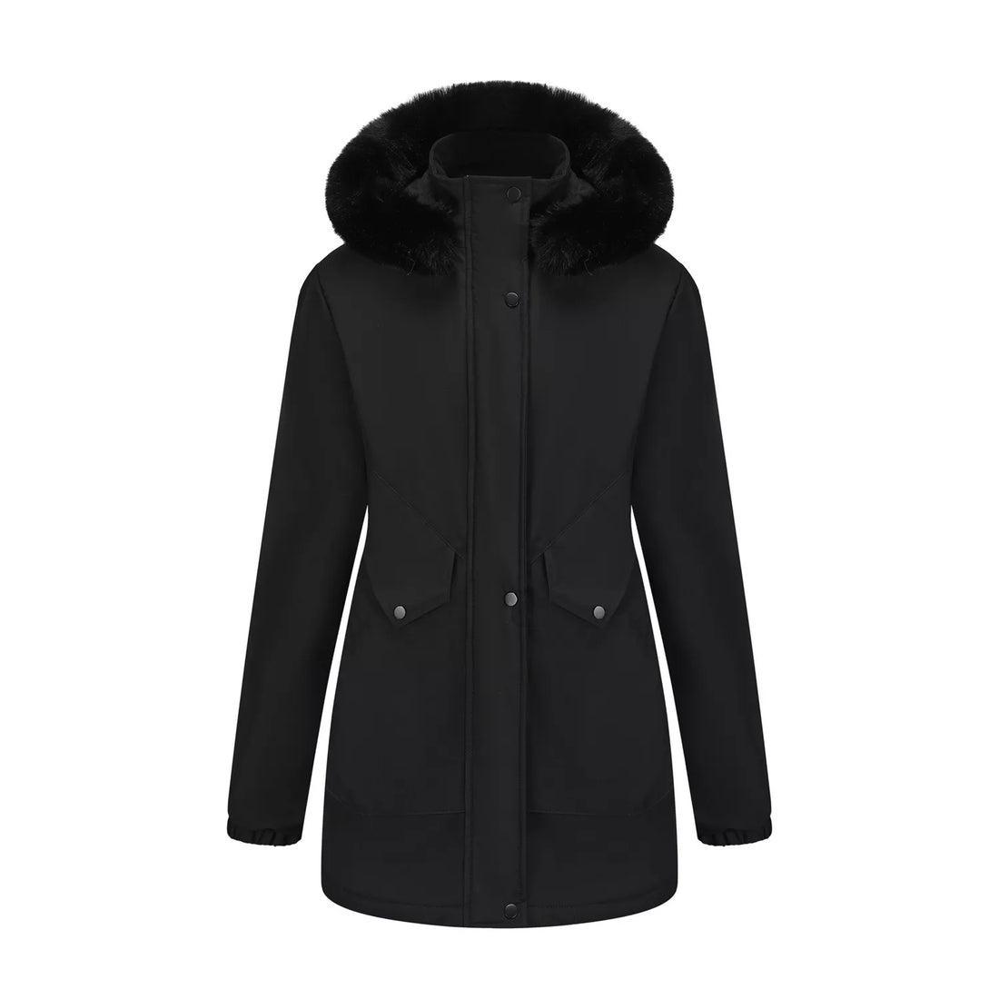 Full Size Fur Hooded Warm Winter Parka Outerwear Plus Size