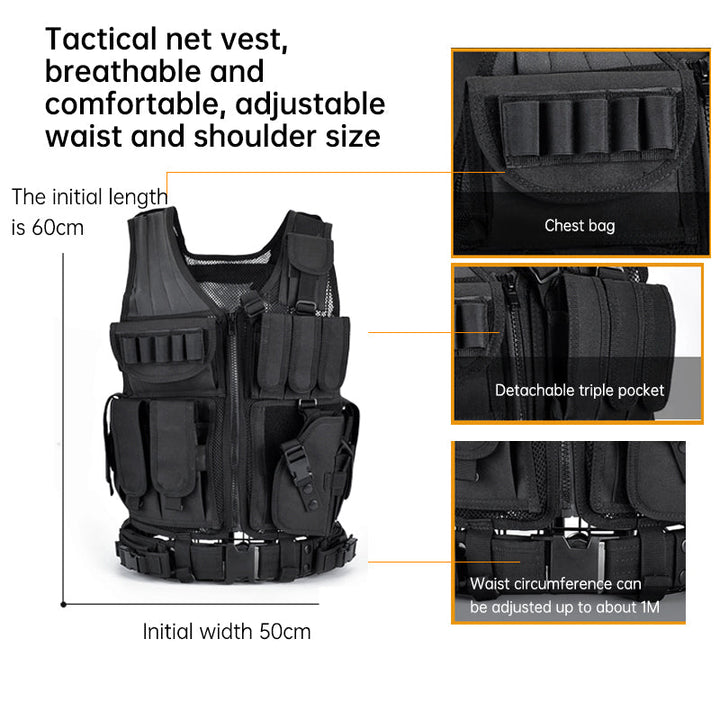 6000D Nylon Tactical Vest Multi Pocket Breathable Hunting Gear