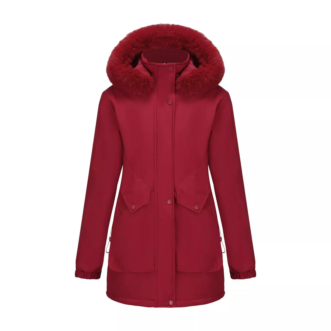 Full Size Fur Hooded Warm Winter Parka Outerwear Plus Size