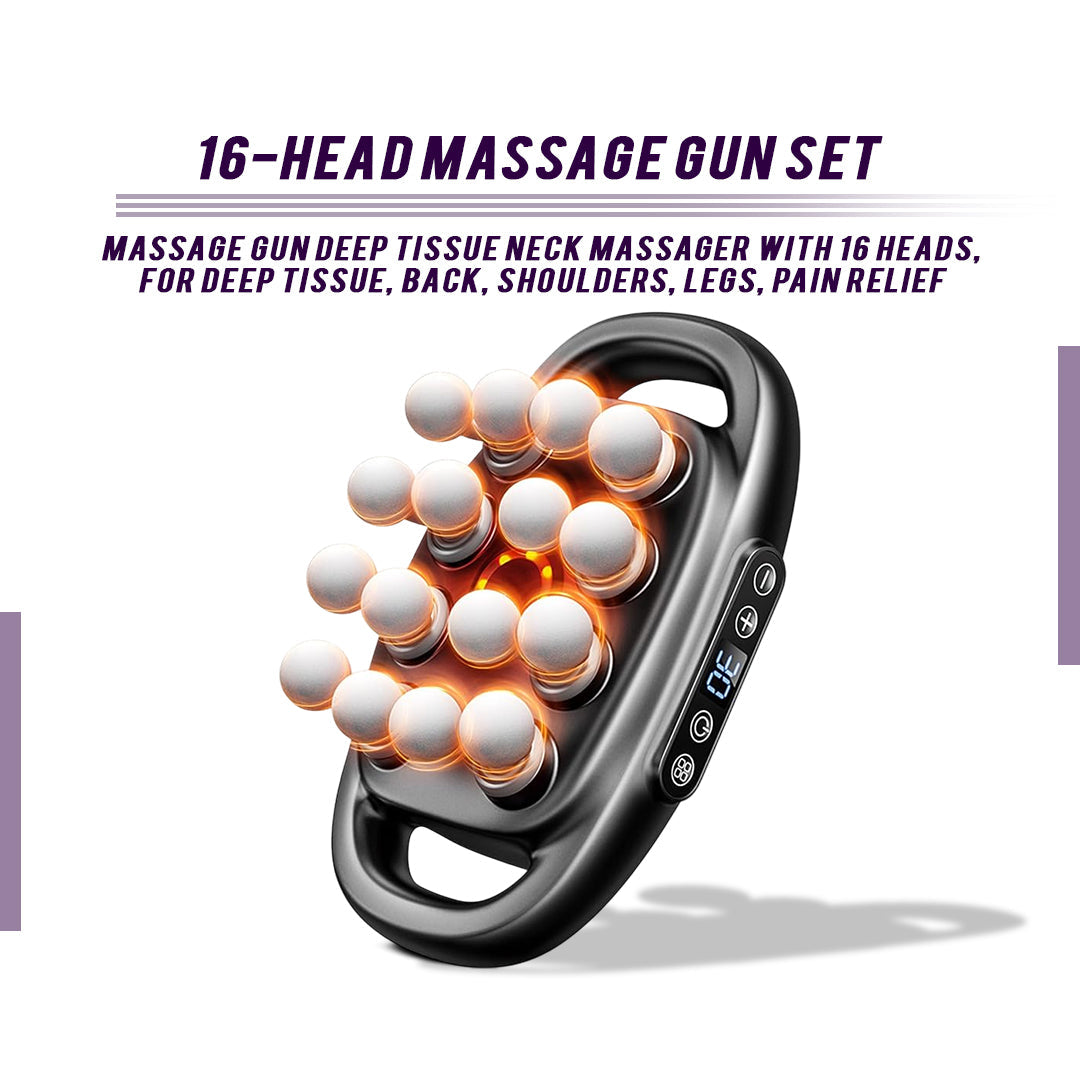 16 Head Massage Gun Deep Tissue Percussion Muscle Recovery Device