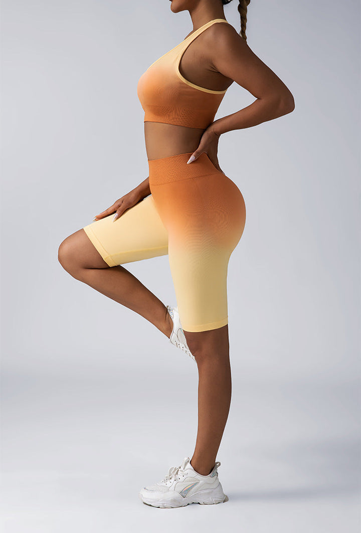 Seamless Women Activewear Set Crop Top High Waist Shorts