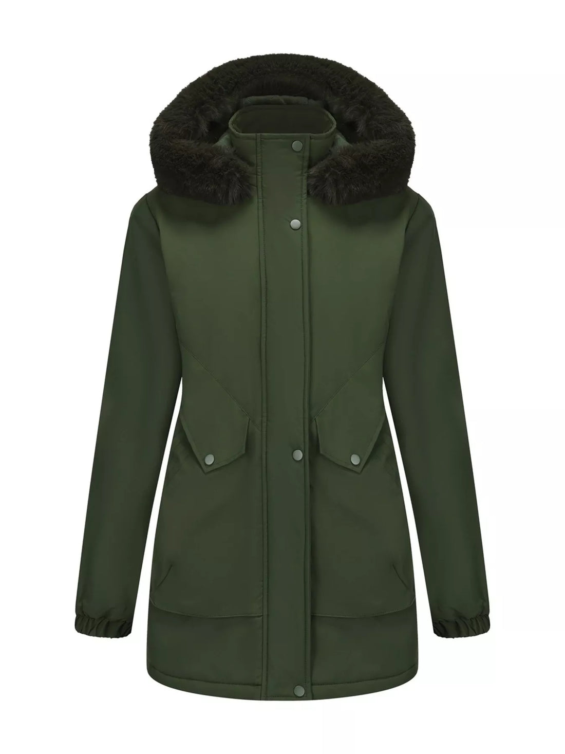 Full Size Fur Hooded Warm Winter Parka Outerwear Plus Size