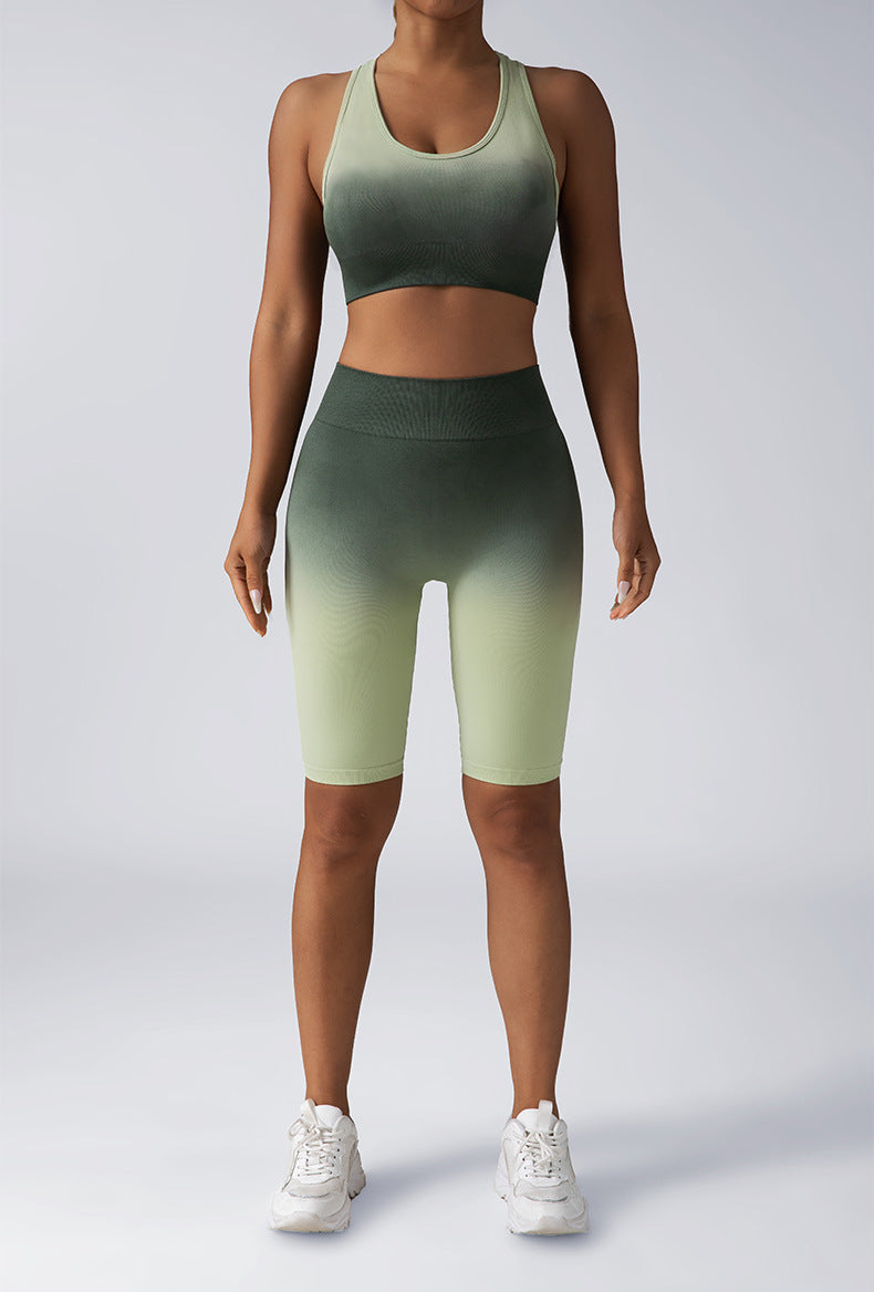 Seamless Women Activewear Set Crop Top High Waist Shorts