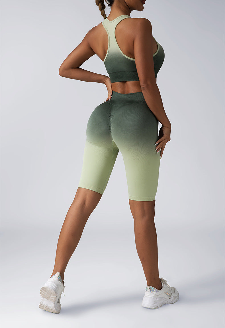 Seamless Women Activewear Set Crop Top High Waist Shorts