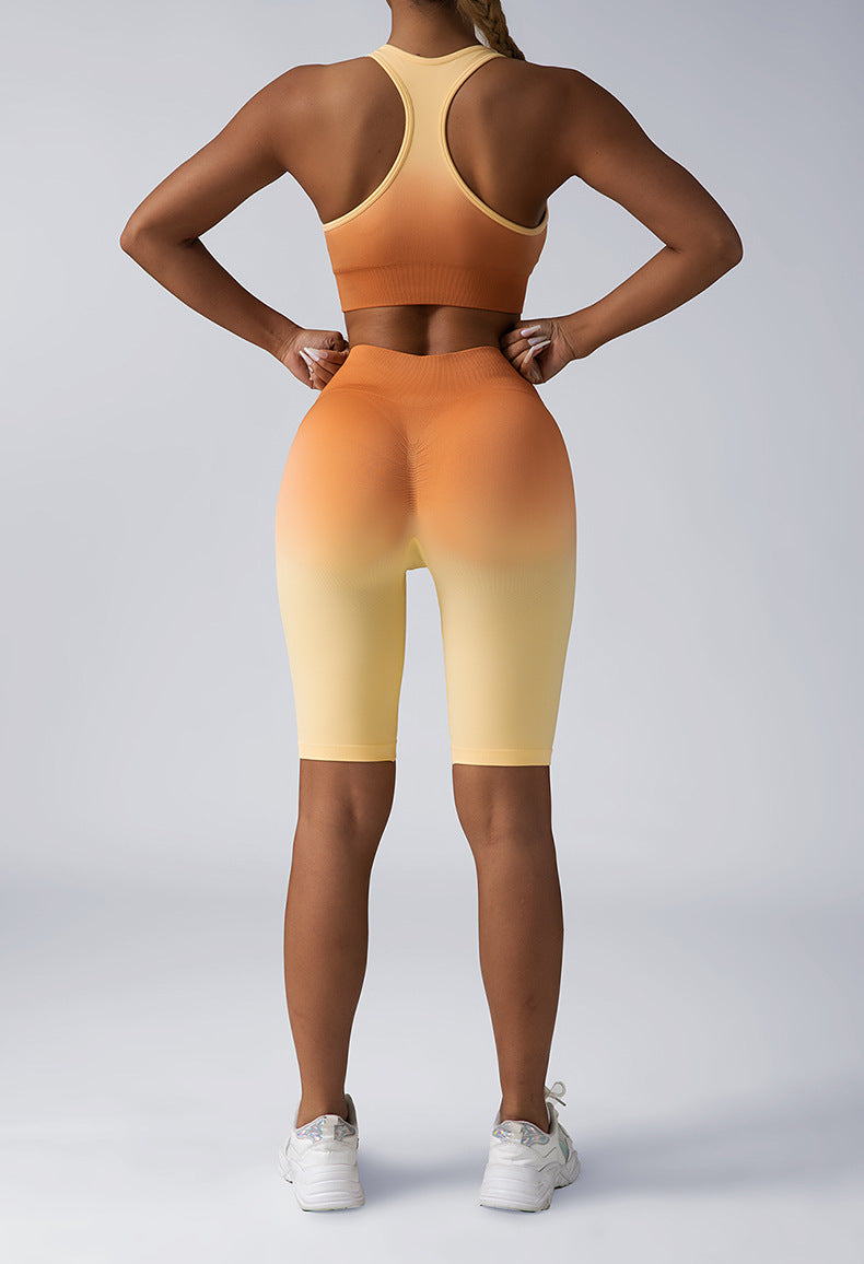 Seamless Women Activewear Set Crop Top High Waist Shorts