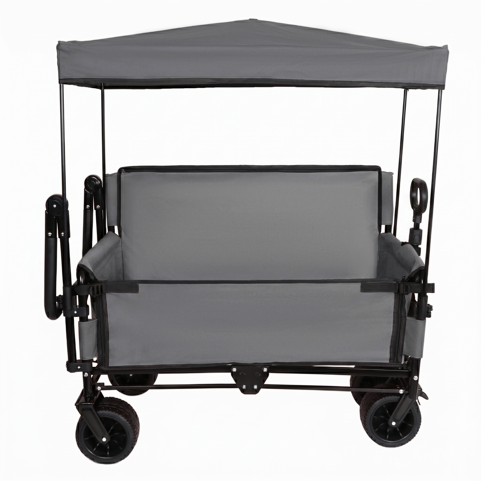 3-in-1 Folding Wagon Cart with Bench Seat, Canopy & Storage