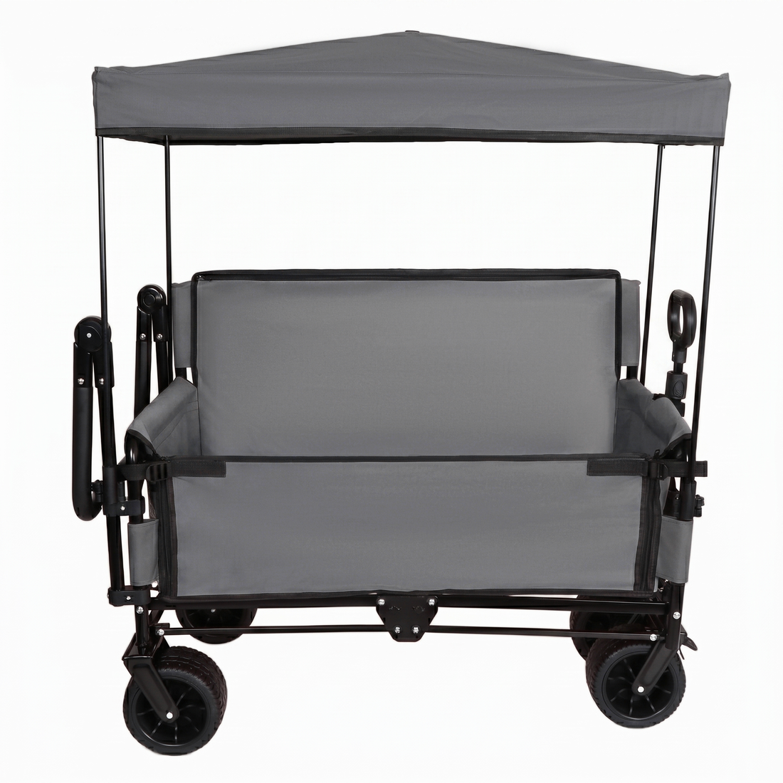3-in-1 Folding Wagon Cart with Bench Seat, Canopy & Storage