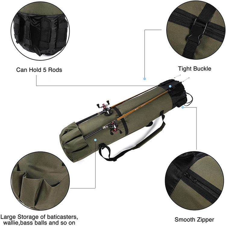 Cylinder Fishing Rod Bag Outdoor Multifunction Storage Carry Case