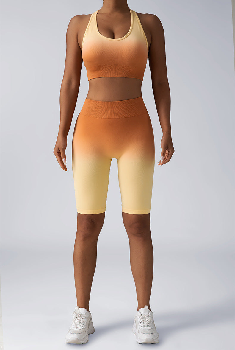 Seamless Women Activewear Set Crop Top High Waist Shorts