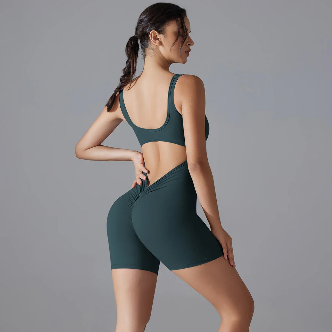 VibeFlex Women Scrunch Jumpsuit Yoga Gym Stretch Activewear