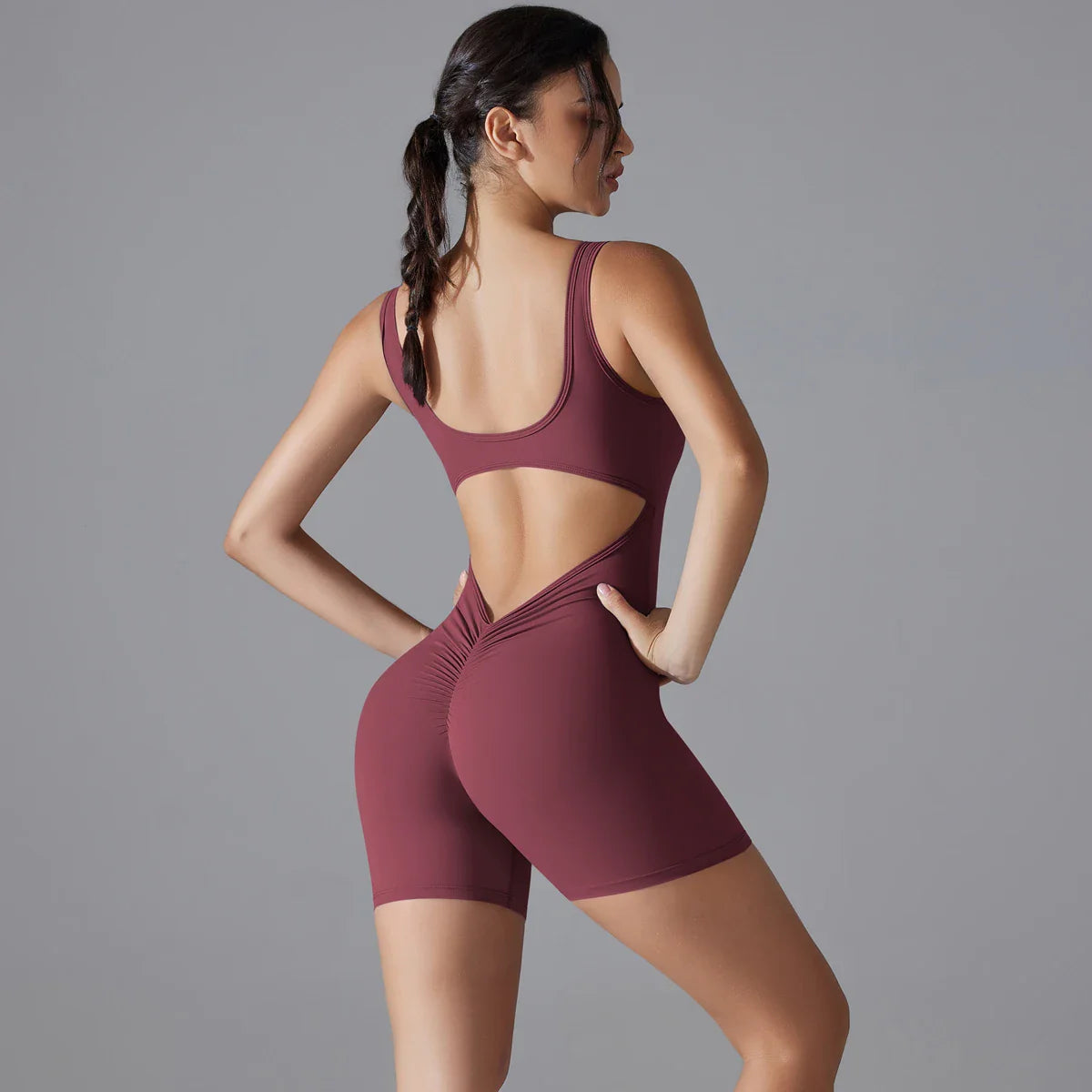 VibeFlex Women Scrunch Jumpsuit Yoga Gym Stretch Activewear
