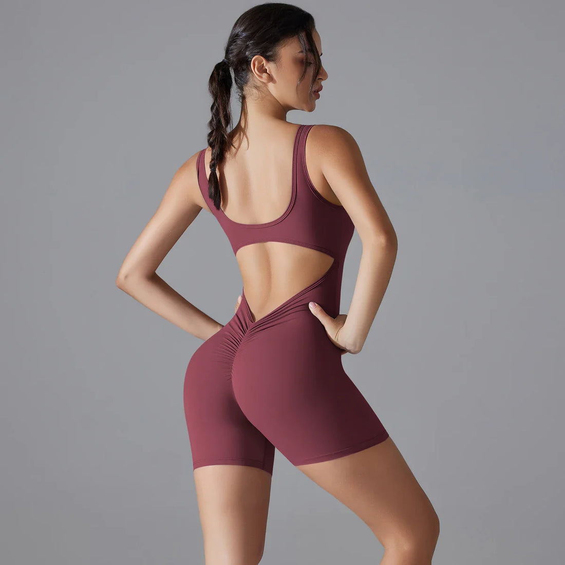 VibeFlex Women Scrunch Jumpsuit Yoga Gym Stretch Activewear