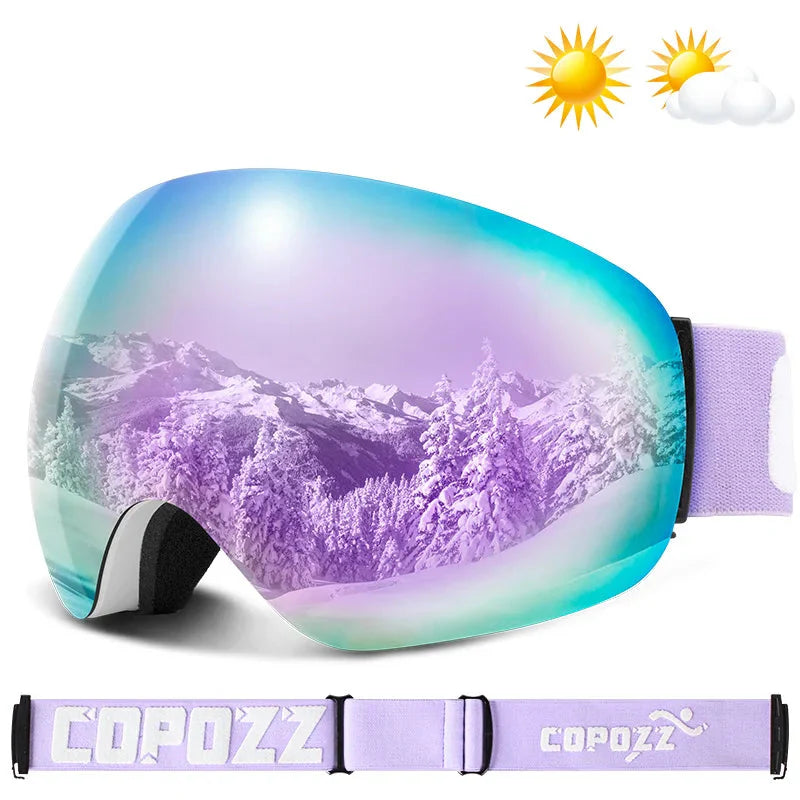 Enhanced Night Vision Frameless Ski Goggles Anti Fog UV Protection