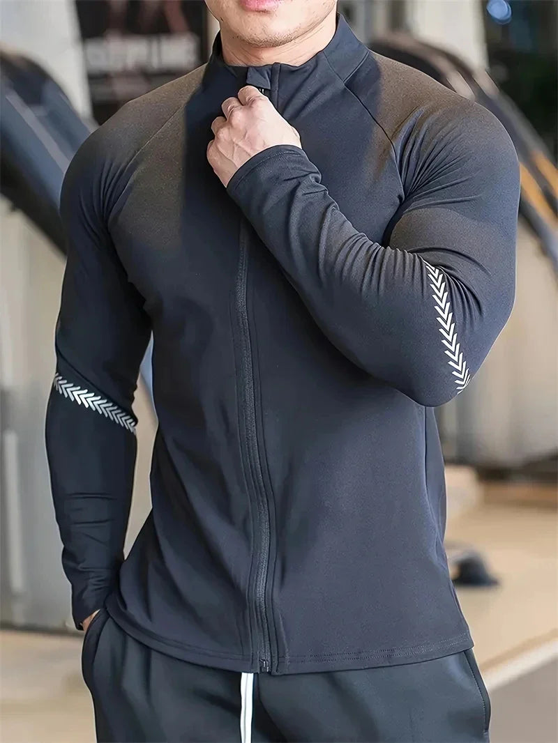 Mens Compression Sports Jacket Quick Dry Gym Running Fitness