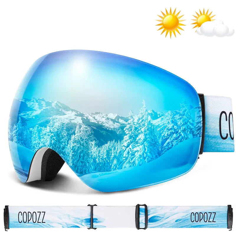 Enhanced Night Vision Frameless Ski Goggles Anti Fog UV Protection