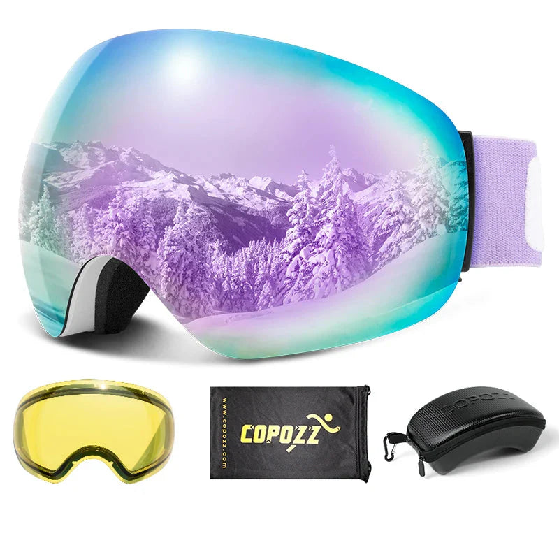 Enhanced Night Vision Frameless Ski Goggles Anti Fog UV Protection