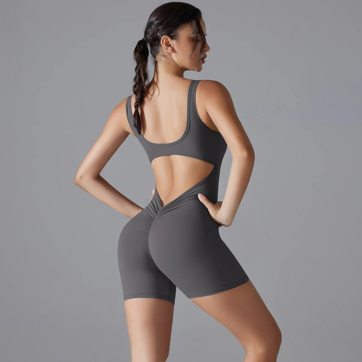 VibeFlex Women Scrunch Jumpsuit Yoga Gym Stretch Activewear