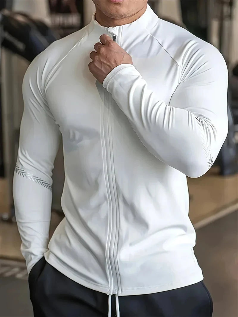 Mens Compression Sports Jacket Quick Dry Gym Running Fitness