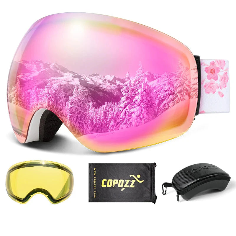 Enhanced Night Vision Frameless Ski Goggles Anti Fog UV Protection