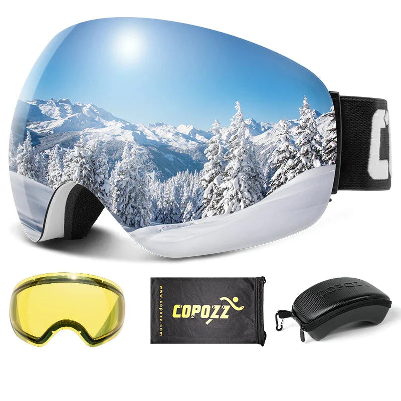 Enhanced Night Vision Frameless Ski Goggles Anti Fog UV Protection