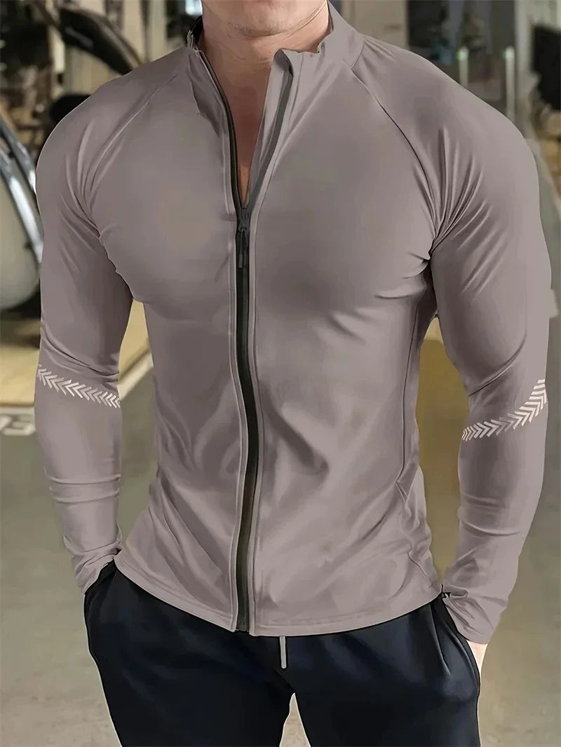 Mens Compression Sports Jacket Quick Dry Gym Running Fitness