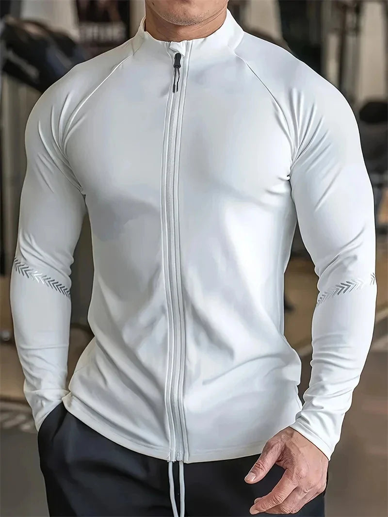 Mens Compression Sports Jacket Quick Dry Gym Running Fitness