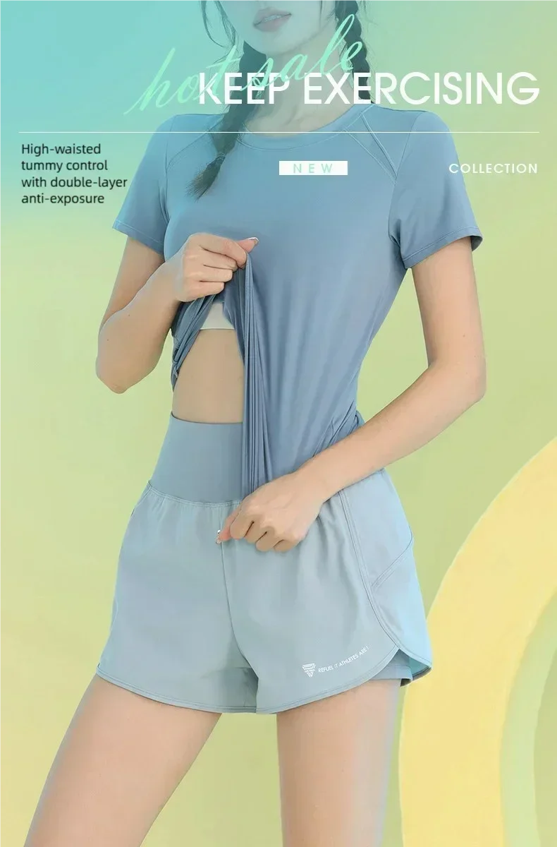 Women Yoga Shorts Lightweight Breathable Gym Workout Pocket