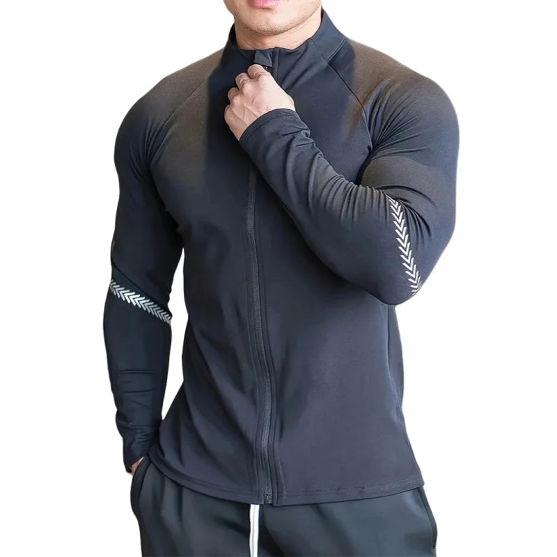 Mens Compression Sports Jacket Quick Dry Gym Running Fitness