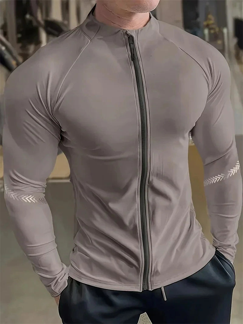 Mens Compression Sports Jacket Quick Dry Gym Running Fitness