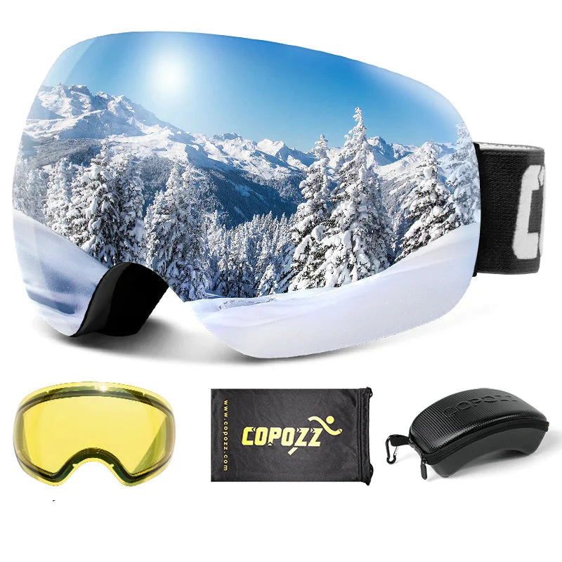 Enhanced Night Vision Frameless Ski Goggles Anti Fog UV Protection