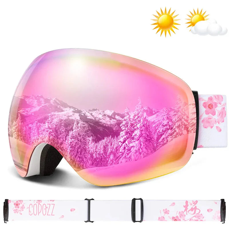 Enhanced Night Vision Frameless Ski Goggles Anti Fog UV Protection