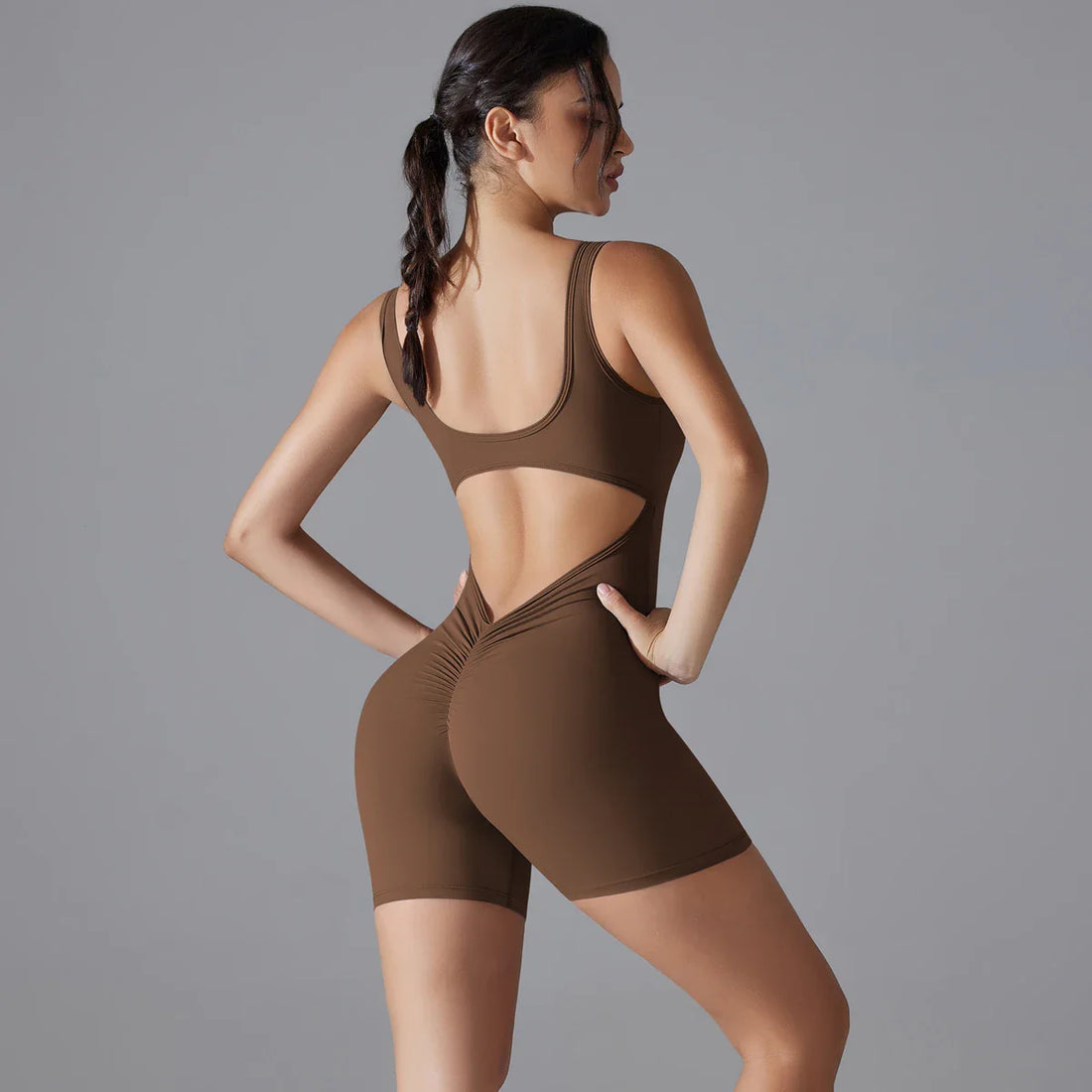 VibeFlex Women Scrunch Jumpsuit Yoga Gym Stretch Activewear