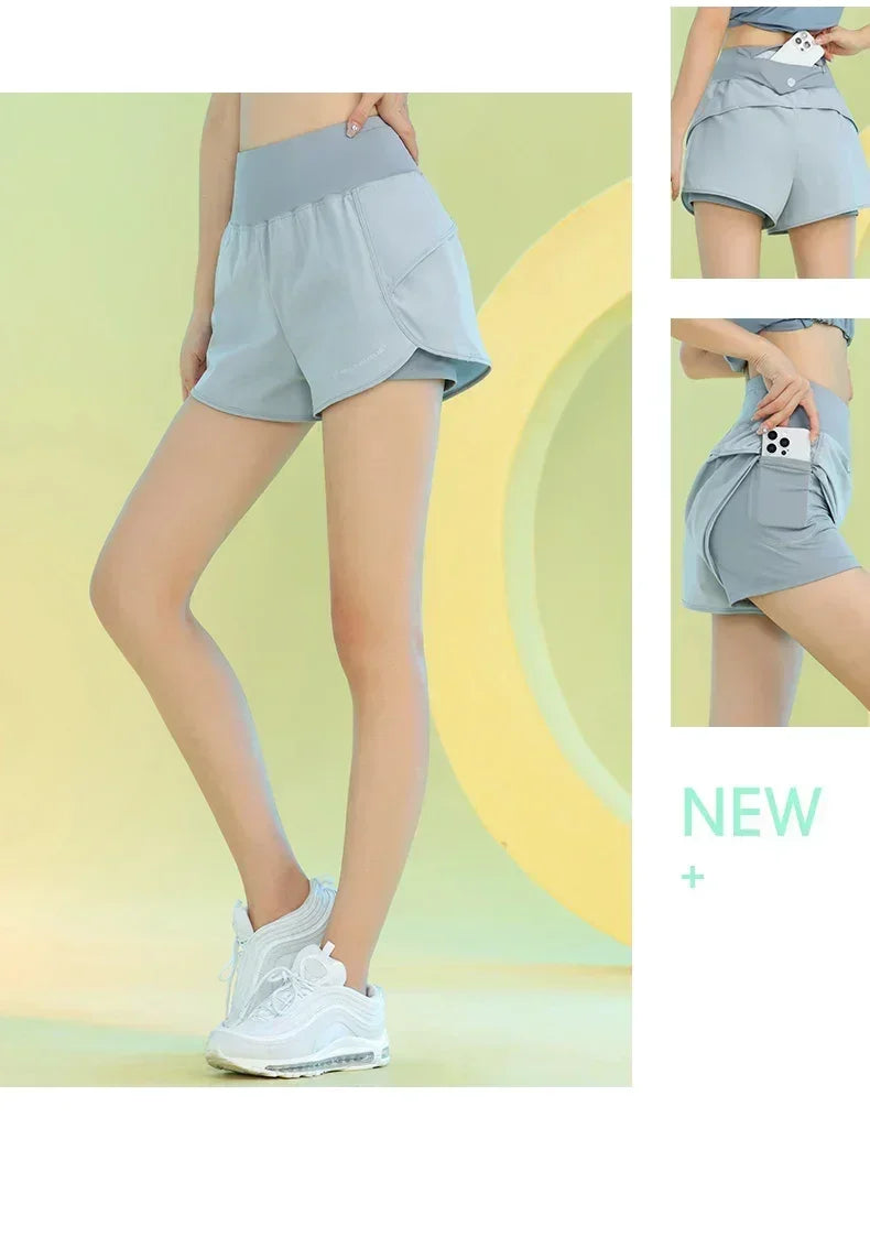 Women Yoga Shorts Lightweight Breathable Gym Workout Pocket