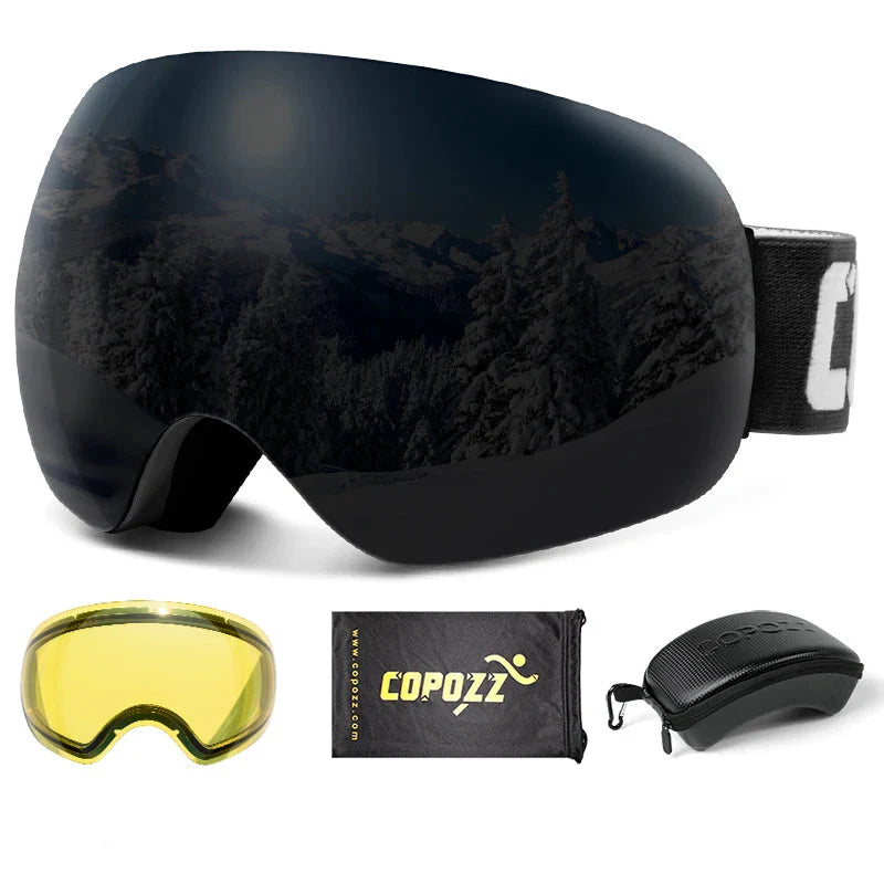 Enhanced Night Vision Frameless Ski Goggles Anti Fog UV Protection