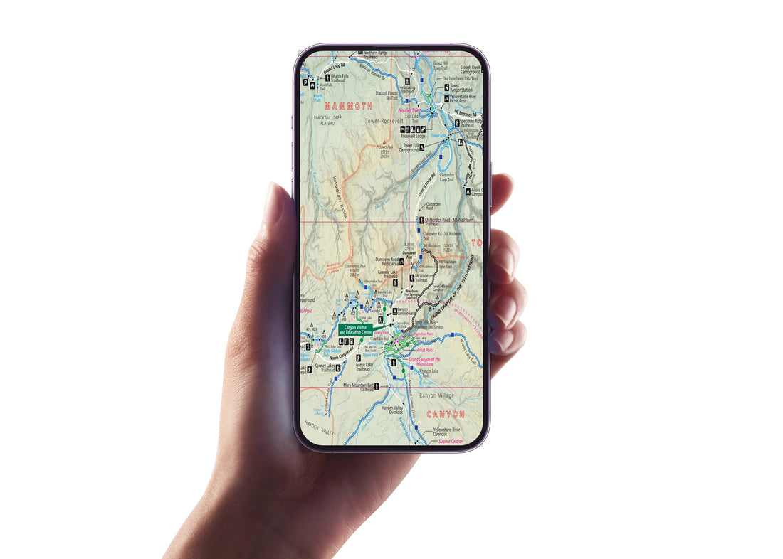 Yellowstone Hiking Trails GPS Map Paper Mobile Adventure Guide