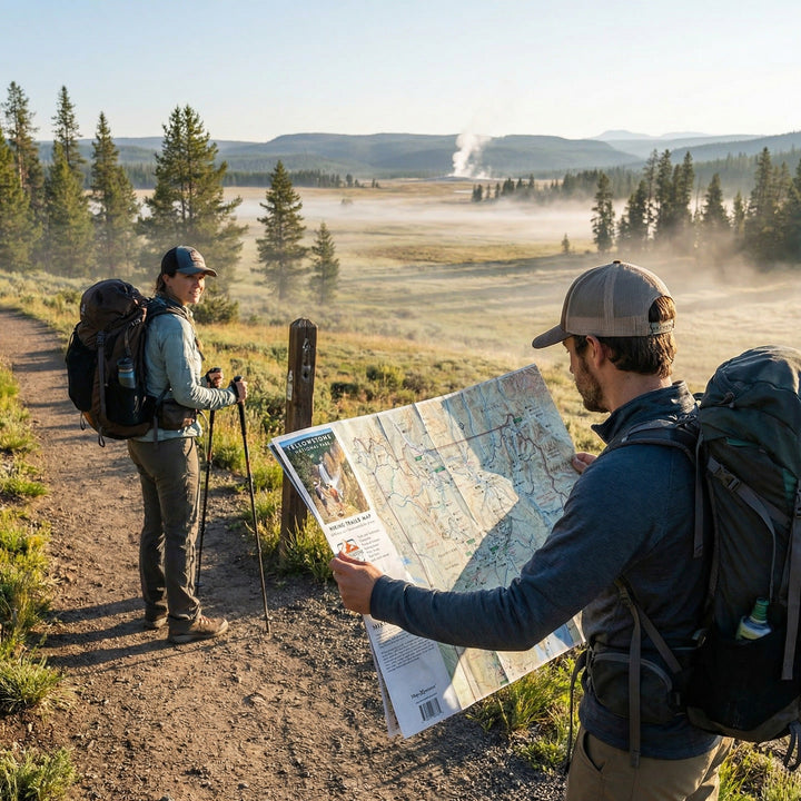 Yellowstone Hiking Trails GPS Map Paper Mobile Adventure Guide