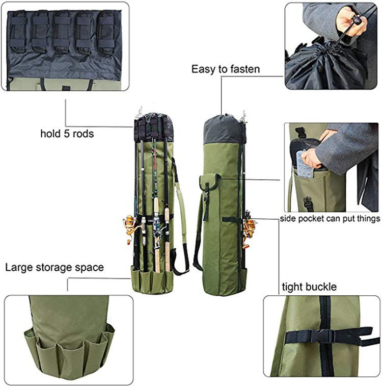 Cylinder Fishing Rod Bag Outdoor Multifunction Storage Carry Case
