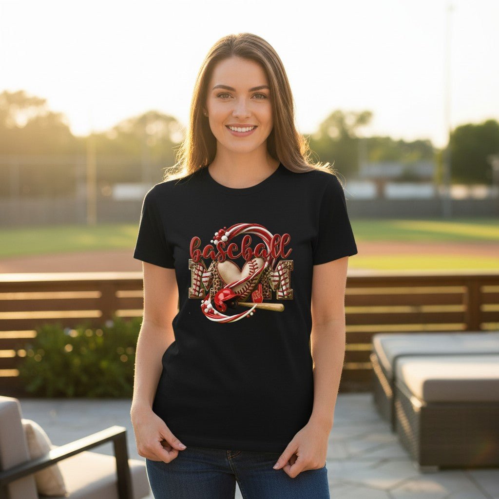Baseball Mom T-Shirt Leopard Heart Mother's Day Gifting Idea