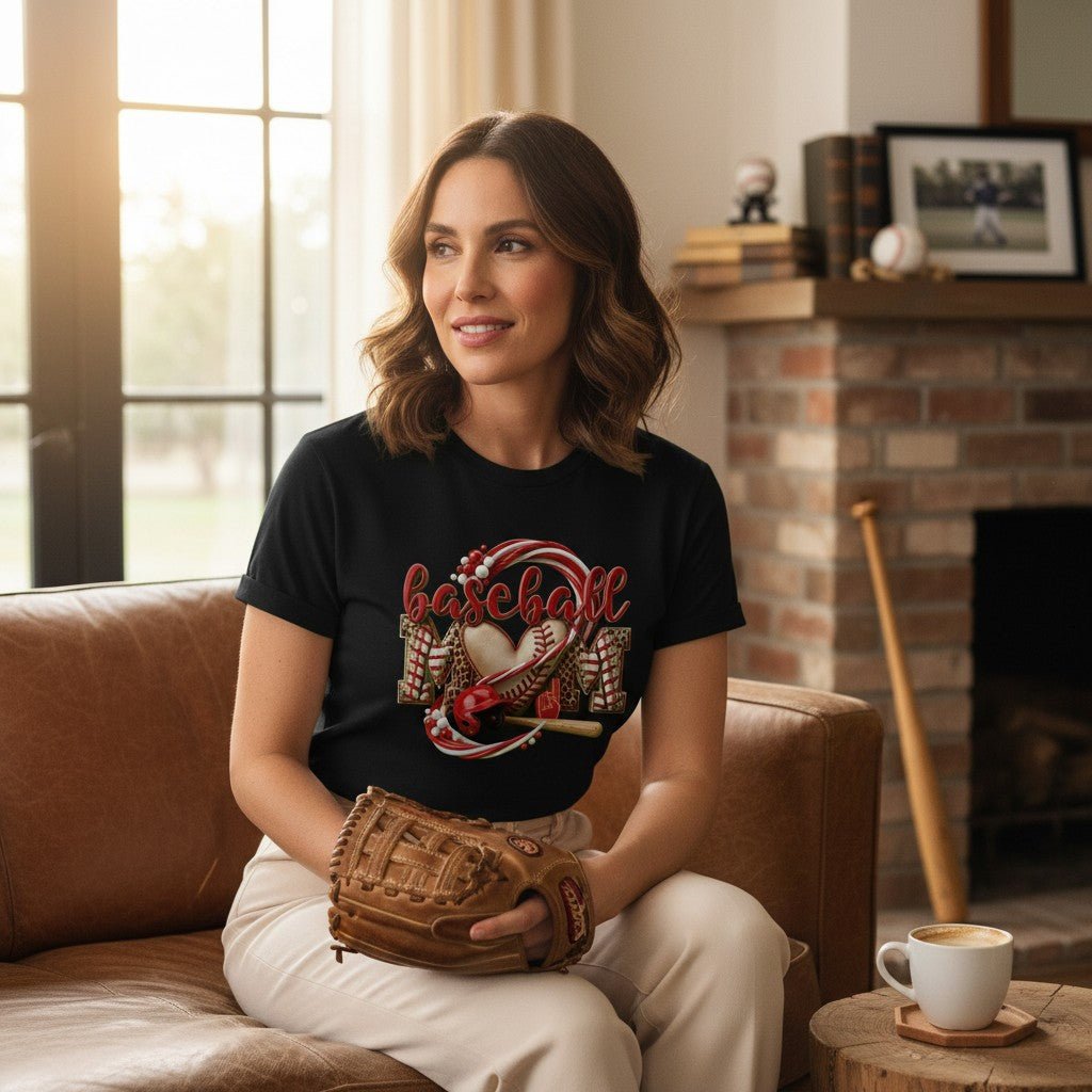 Baseball Mom T-Shirt Leopard Heart Mother's Day Gifting Idea