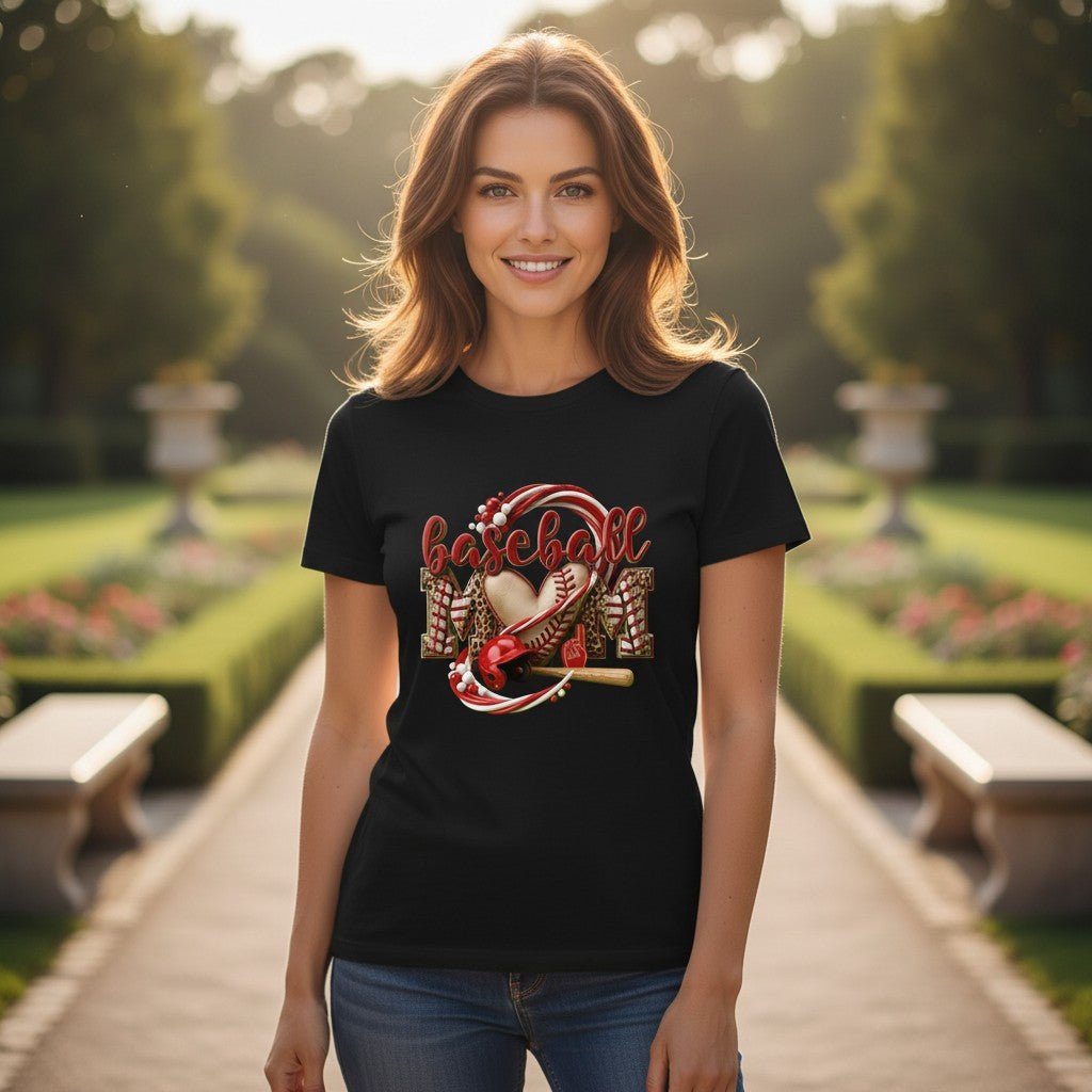 Baseball Mom T-Shirt Leopard Heart Mother's Day Gifting Idea