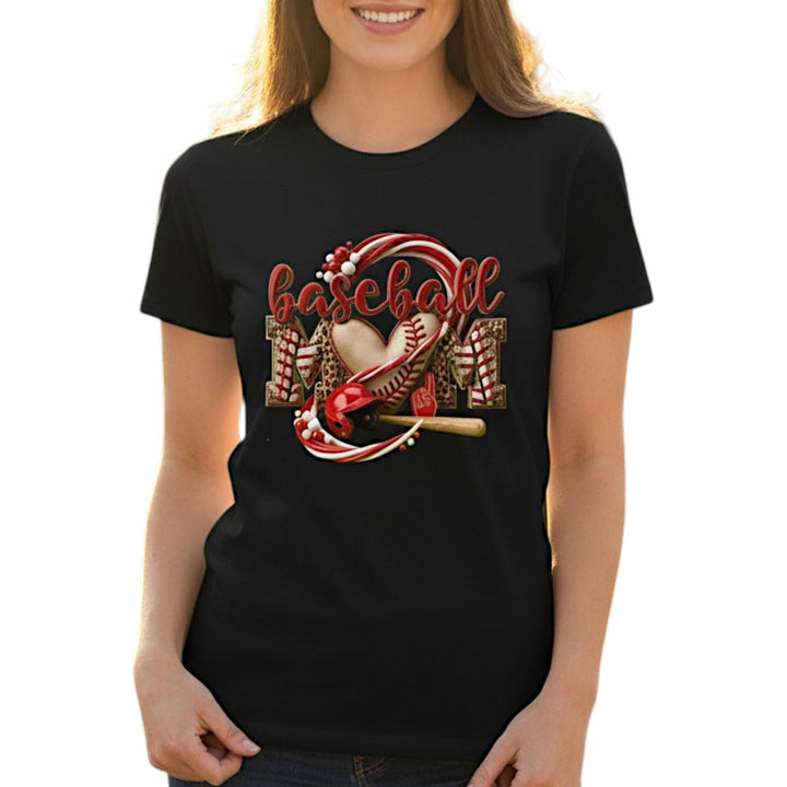 Baseball Mom T-Shirt Leopard Heart Mother's Day Gifting Idea