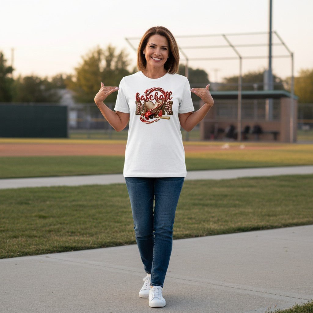 Baseball Mom T-Shirt Leopard Heart Mother's Day Gifting Idea