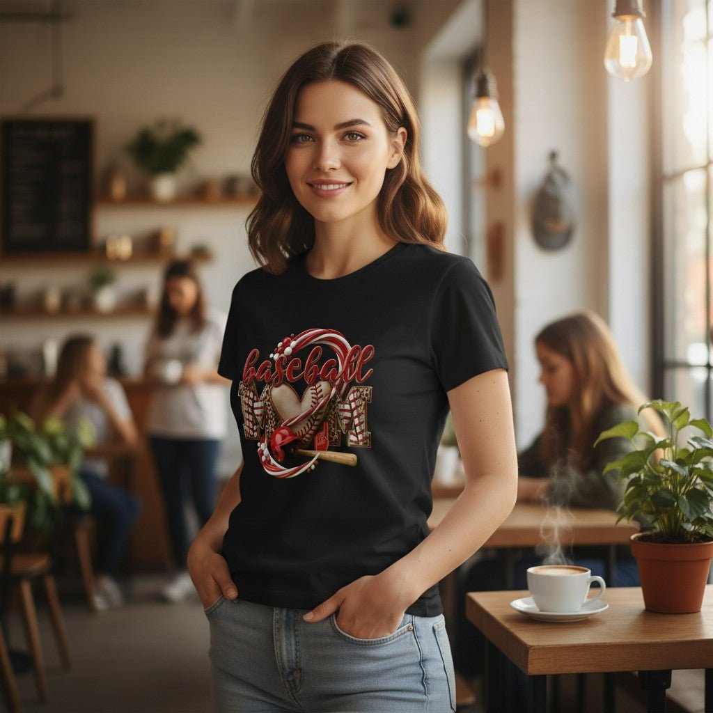 Baseball Mom T-Shirt Leopard Heart Mother's Day Gifting Idea