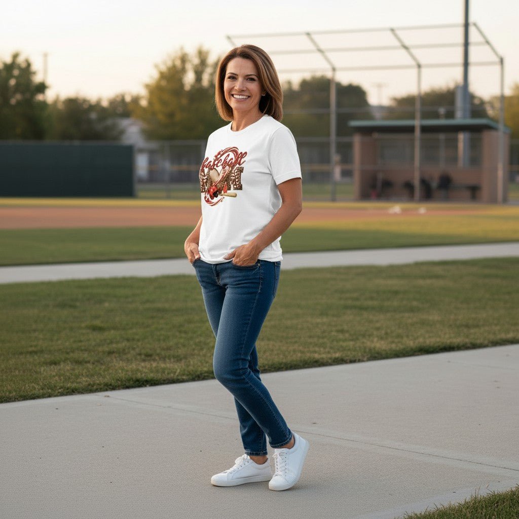 Baseball Mom T-Shirt Leopard Heart Mother's Day Gifting Idea
