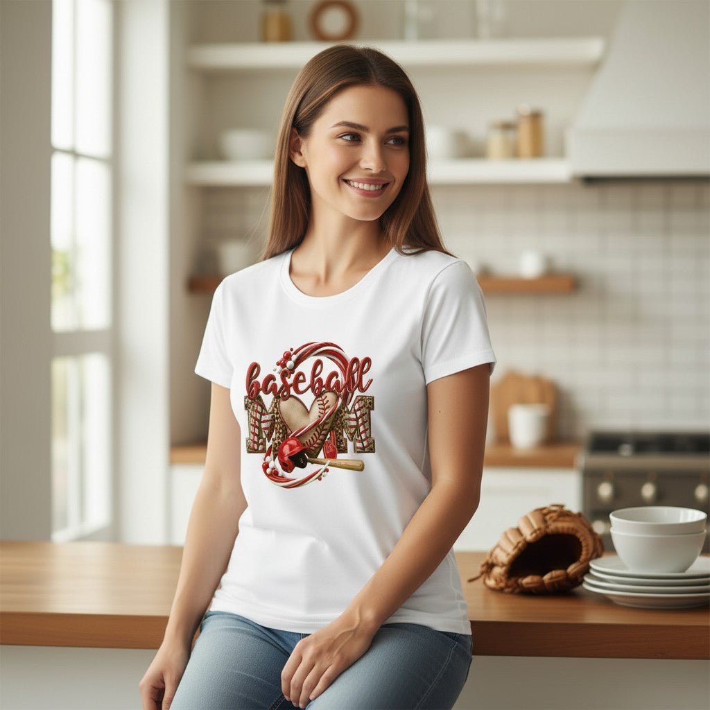 Baseball Mom T-Shirt Leopard Heart Mother's Day Gifting Idea