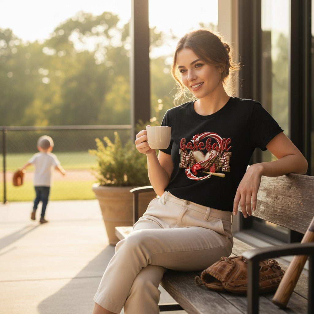 Baseball Mom T-Shirt Leopard Heart Mother's Day Gifting Idea