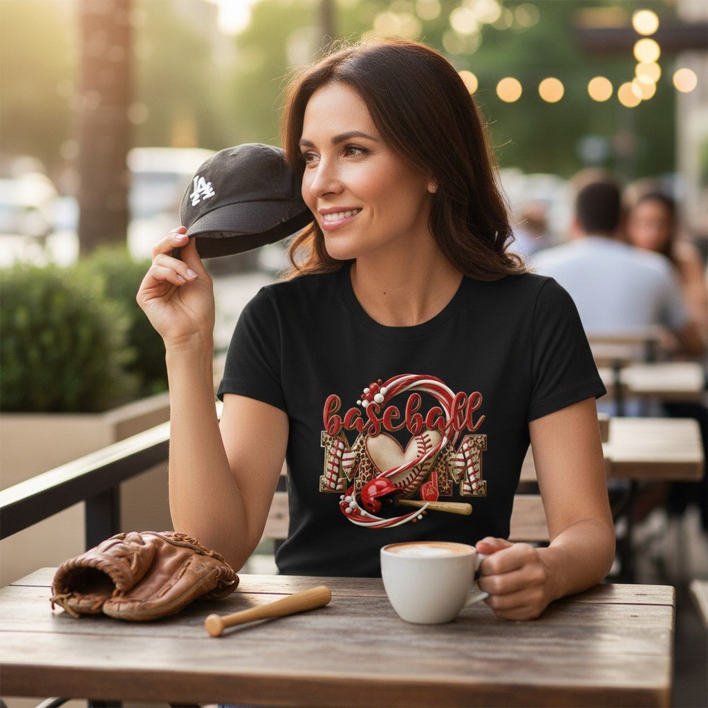 Baseball Mom T-Shirt Leopard Heart Mother's Day Gifting Idea