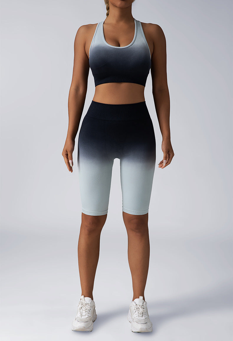 Seamless Women Activewear Set Crop Top High Waist Shorts